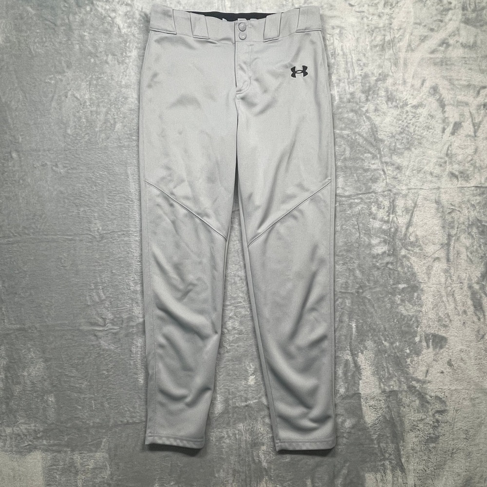Under‎ Armour Baseball Pants Kids Youth Large YL Gray HeatGear Performance Sport